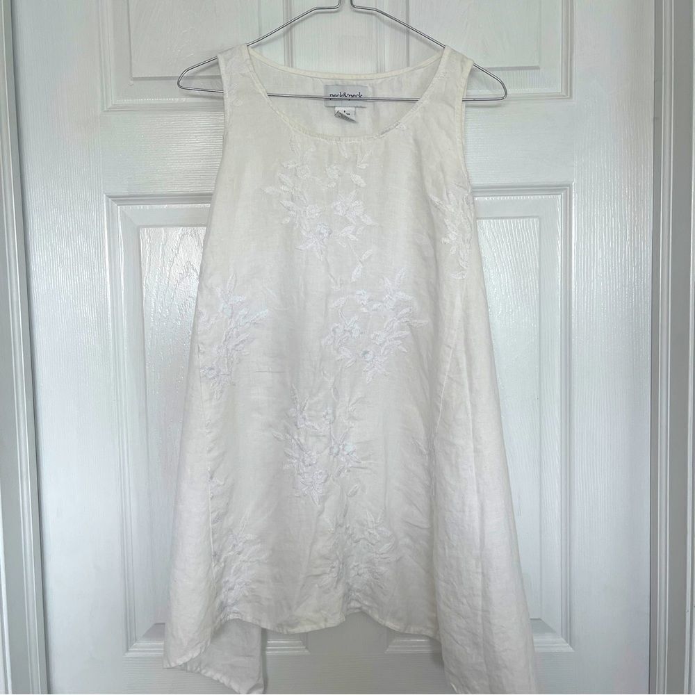 Peck & Peck Embroidered Linen Tunic Sz S Worn Twice